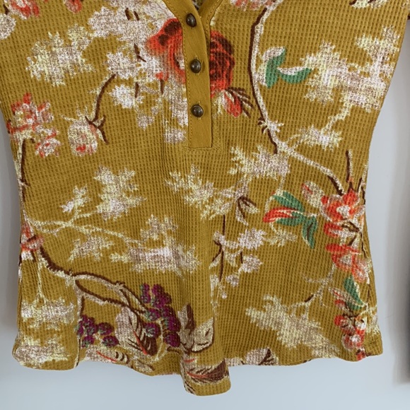 Anthropologie Pilcro Waffle Henley Long Sleeve Floral Top - Picture 3 of 10